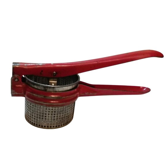 Vintage 1950's Potato Ricer Press With Red Handle - Picture 2 of 15